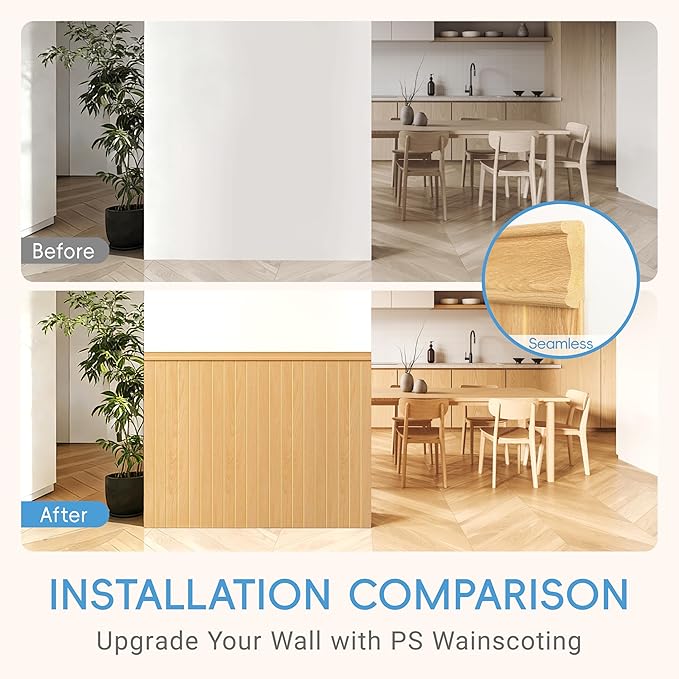 PS Wainscoting Wall Panel Kit, Paintable Waterproof PS Panels