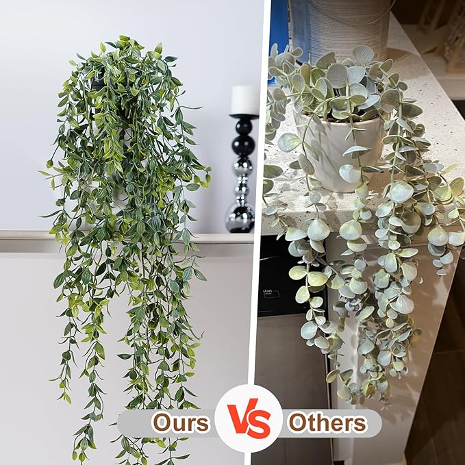 Artificial Hanging Plant 2 Pcs Faux Plant Ivy Vine Faux Eucalyptus Vines Fake