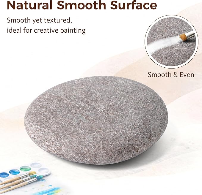 ROCART 100 PCS Large 2.15-3.35" Smooth Natural River Rocks for Painting, Flat Painting Rocks & Craft Stones for Arts, Kindness Rocks, Garden & Classroom Projects