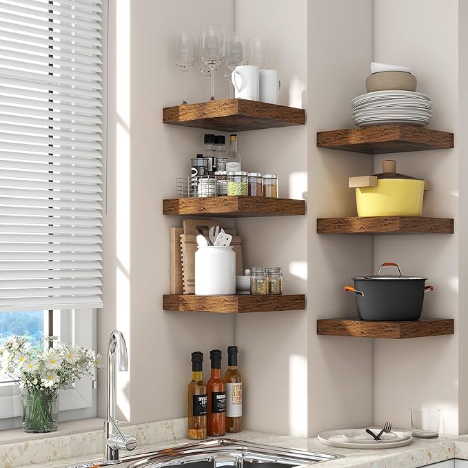 Square Floating Shelves for Wall 12"W x 12"D x 1.4"H, Small Engineered Wood