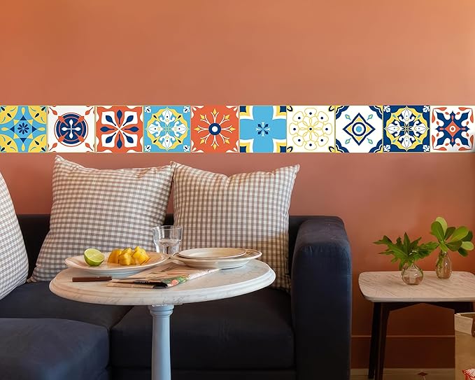 FLFK Wallpaper Border Tile Stickers Peel and Stick Wall Border