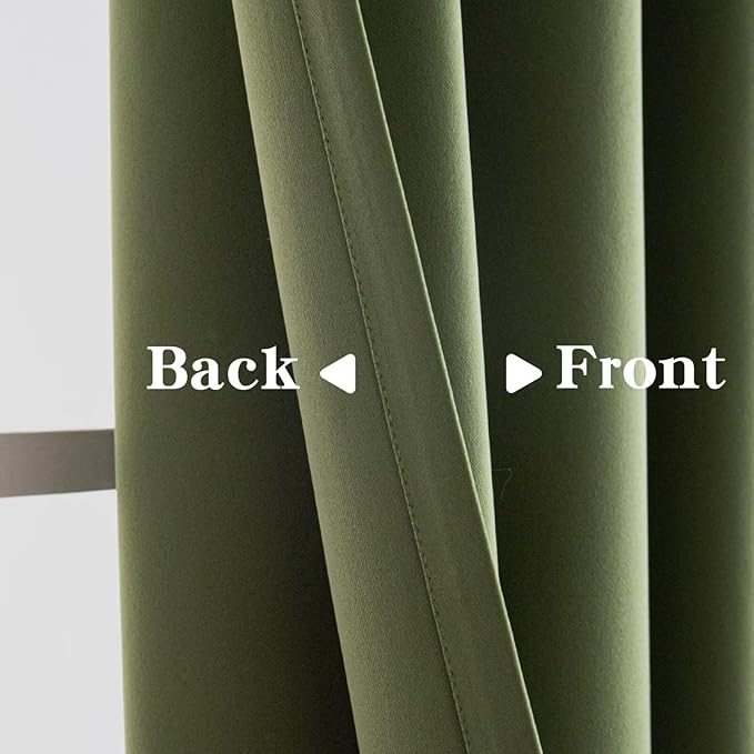 IGEMAEVE Olive Green Curtains 96 Inch Length 2 Panels Set, Light Filtering