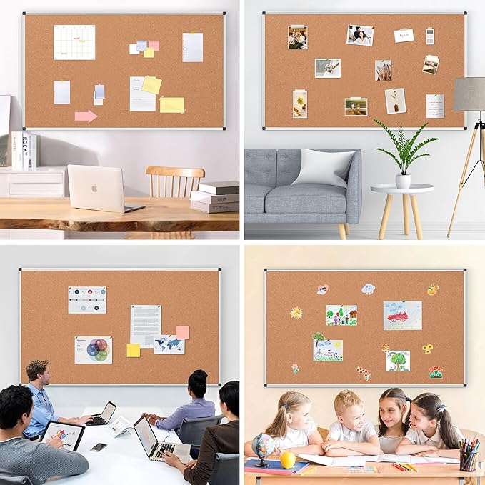 Extra Large Cork Bulletin Board 72" X 48", Wall Mounted Notice Pin Board