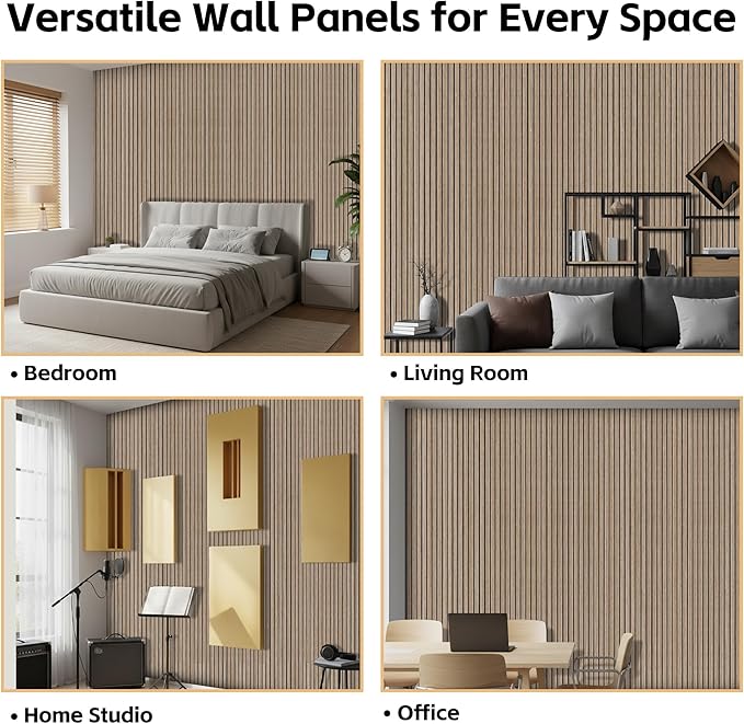 RITOLLO 8 Packs Acoustic Panel 47.2"×23.6" Sound Absorbing Slat Wall Panels