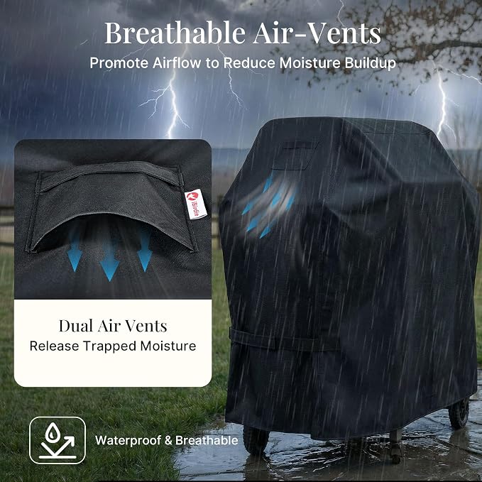 iBirdie Outdoor Grills Cover 53 x 24 x 46 inch, fit 53, 52, 51 Barbeque, Waterproof Weatherproof, 600D Heavy Duty Barbecue Cover, Compatible for 3, 4 Burners Gas BBQ