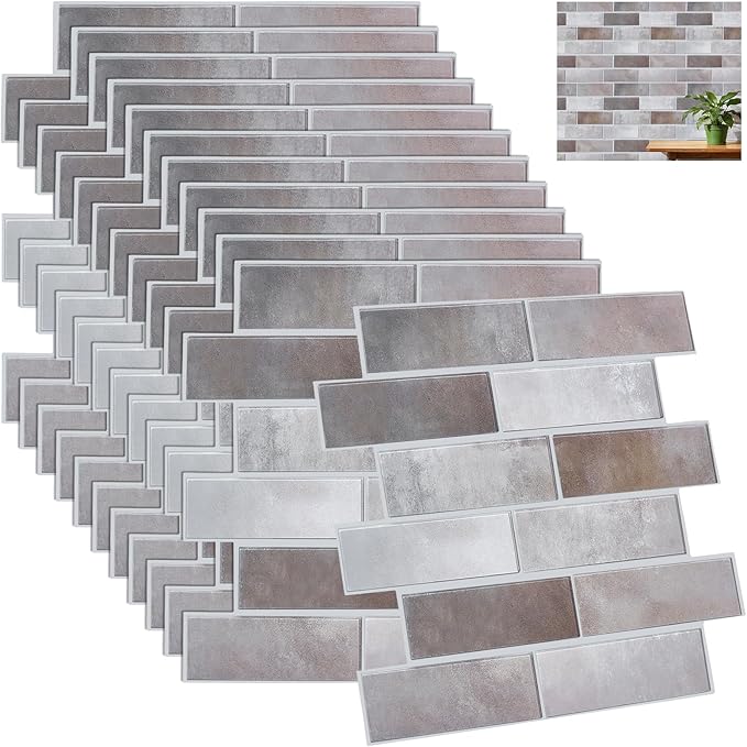 12PCS 3D Wall Panels Peel and Stick Foam Faux Brick Wall Panels, Self-Adhesive