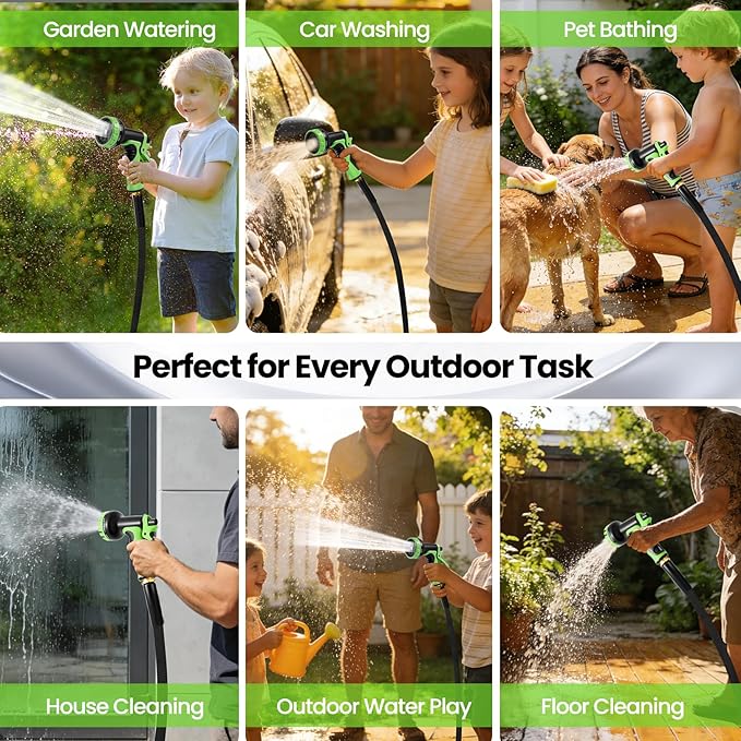 75FT Non-Expandable Garden Hose Lightweight Flexible Water Hose With Sprayer Nozzle High Pressure Kink Resistant & Leakproof Durable Portable For Yard Garden Lawn