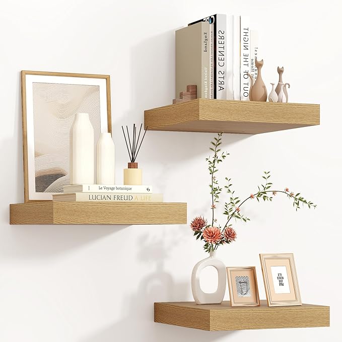 Square Floating Shelves for Wall 12"W x 12"D x 1.4"H, Small Engineered Wood