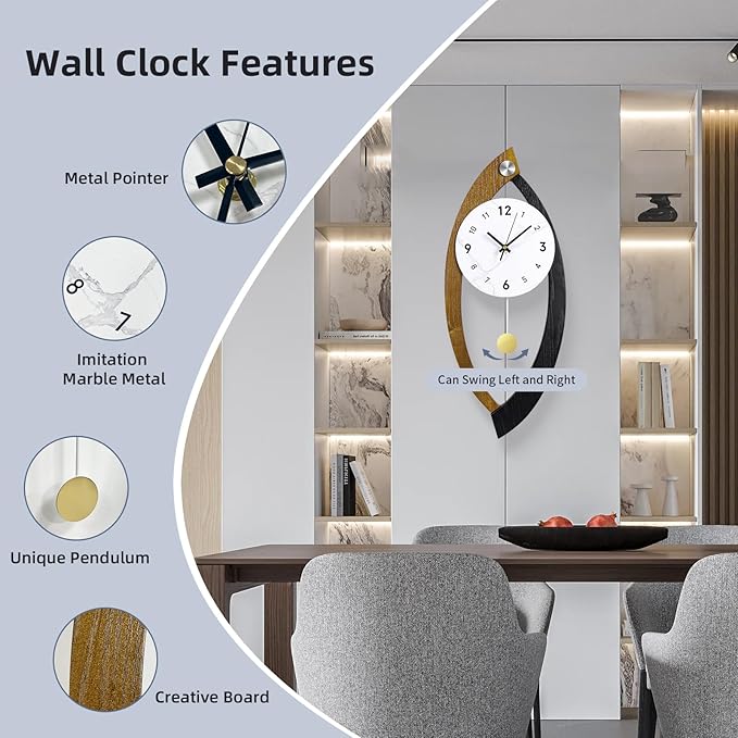 23.6 x 9.8inch Decorative Wall Clocks