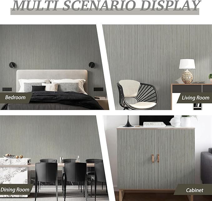 Grey Grasscloth Wallpaper Peel and Stick Textured Wallpaper