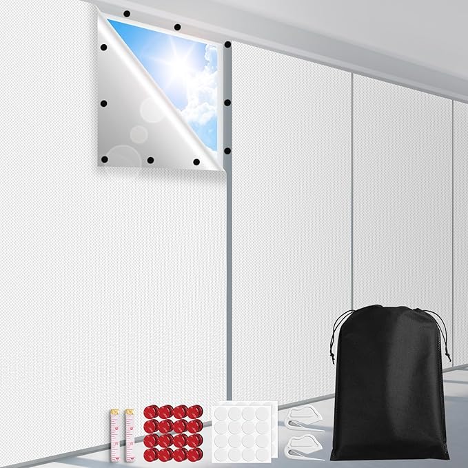 FADOTY Blackout Curtains for Bedroom, Portable 100% Black Out Window Cover Film
