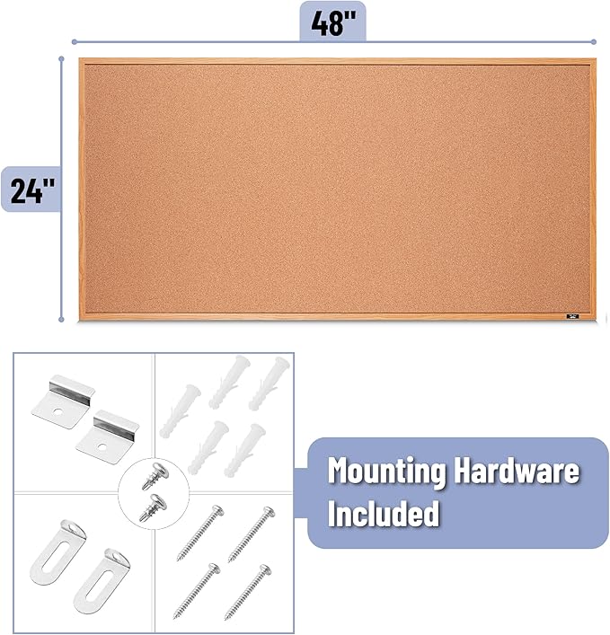 Mr. Pen- Cork Board, Wood Frame, Cork Bulletin Board, Push Pin Board, Cork