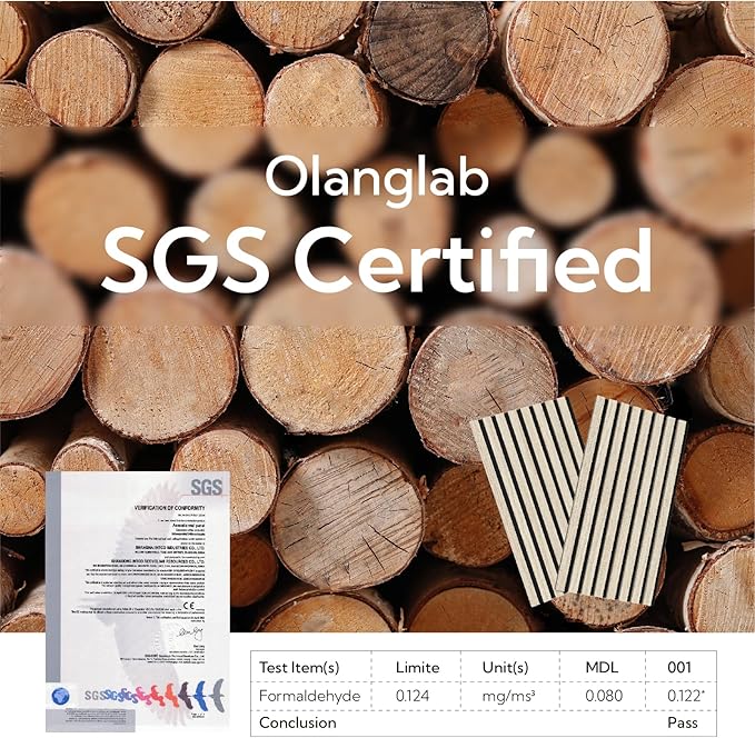 Olanglab Wood Slat Wall Panels 4 Pack, Acoustic Wall Panels, 47.24'' x 23.62"