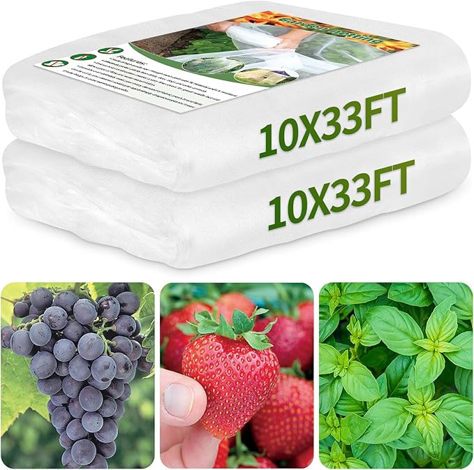 Garden Netting 10x33FT 2 Pack Ultra Fine Mesh, Insect Barrier Bird Netting for Garden Protection, Insect Bug Netting Garden Net for Protecting Plants Vegetables Flowers Fruits