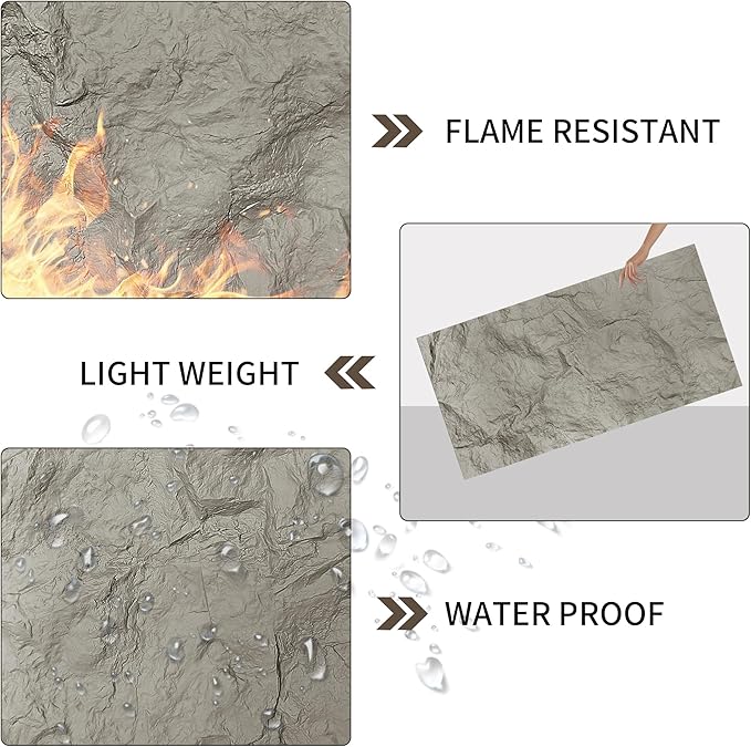 3D Faux Stone Wall Panels, Lightweight & Waterproof Accent Marble Rock Skin