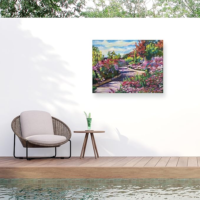 Trademark Fine Art Outdoor Canvas Art - David Lloyd Glover ' WINDING PATH AT ENGLISH GARDEN' Wall Art for Outdoor Spaces, Patios, or Gardens
