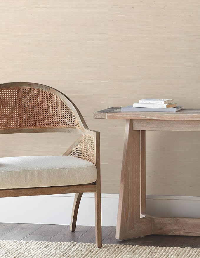 York Wallcoverings Natural Sisal Plaster Peel and Stick Grasscloth Wallpaper