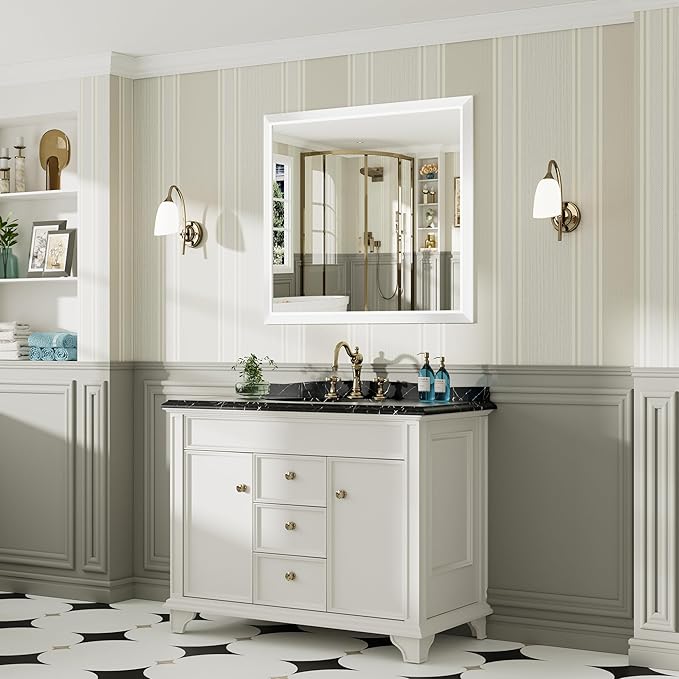 40x36 Inch White Bathroom Mirror
