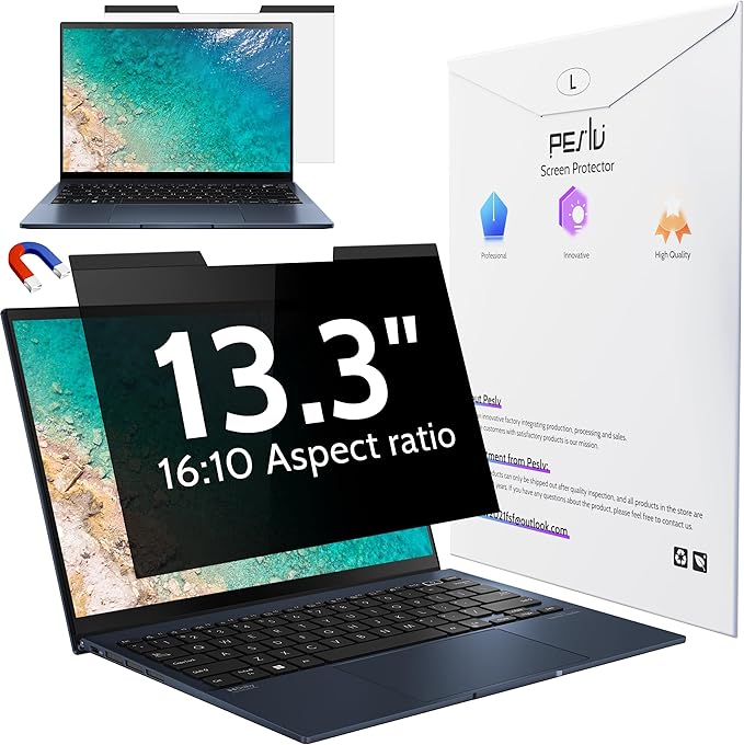 Peslv Magnetic Laptop Privacy Screen 13.4 & 13.3 inch for 16:10 Computer Monitor, 13" Removable Anti Glare Protector Blue Light Filter Shield Compatible with Lenovo Hp Dell Acer Asus Thinkpad Envy Xps