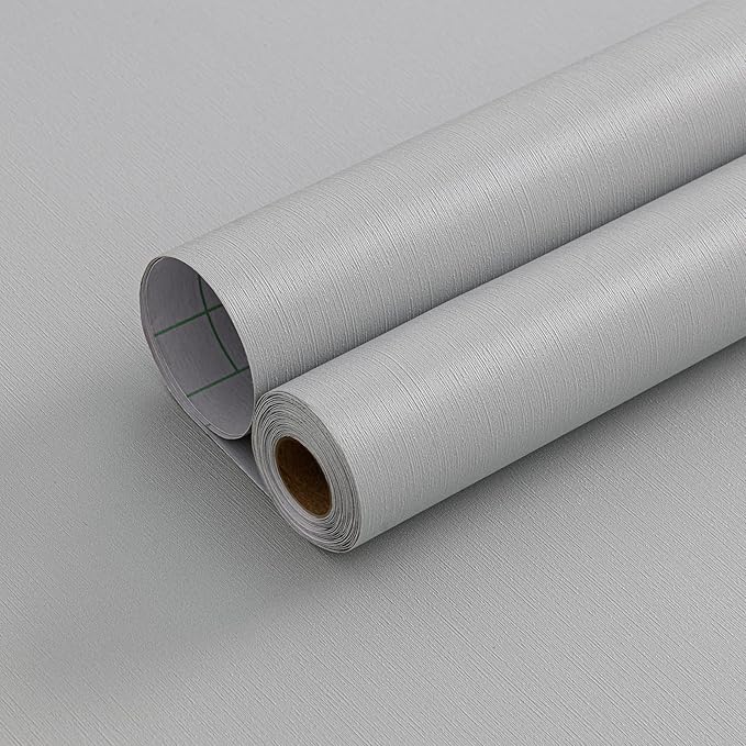FUKU MON 23.6" X 393" Light Gray Wallpaper Peel and Stick Contact Paper Solid