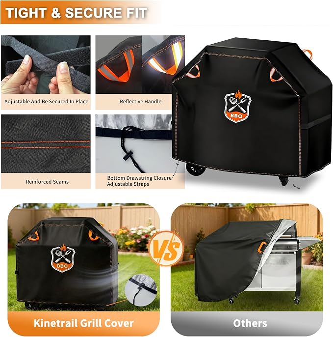 Grill Cover, Universal 48" BBQ Grill Cover for Outdoor Grill, Waterproof, Weather Resistant, Fade Resistant Gas Grill Cover with Adjustable Double Straps for Weber, Char-broil, Nexgrill, etc