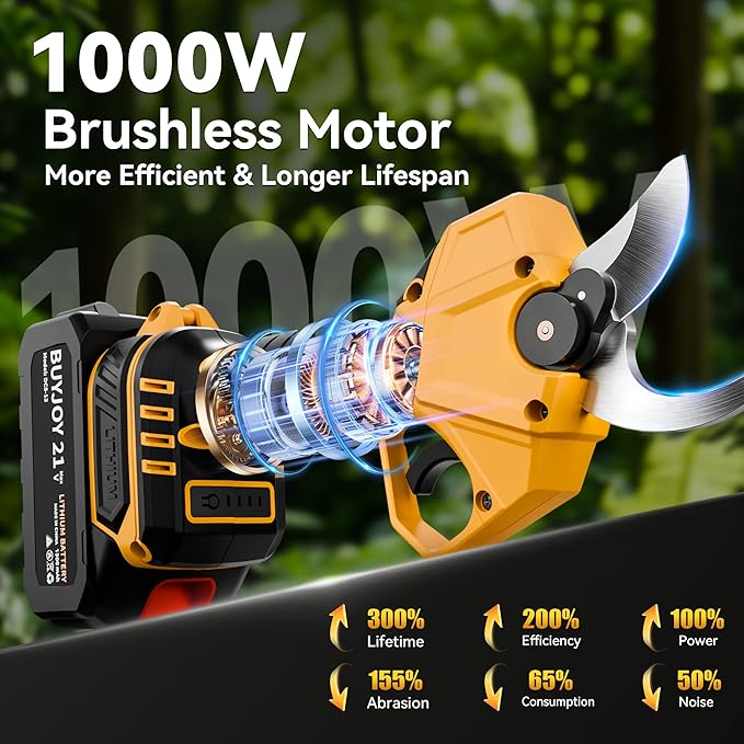 2-in-1 Pole Pruning Shears, 1.4" Cutting Diameter Cordless Electric Pole Pruners - Brushless Motor, 2x4.0Ah Batteries, Extra SK5 Blade, 4 Modes Adjustable Branch Cutter for Garden & Flower (Blue)