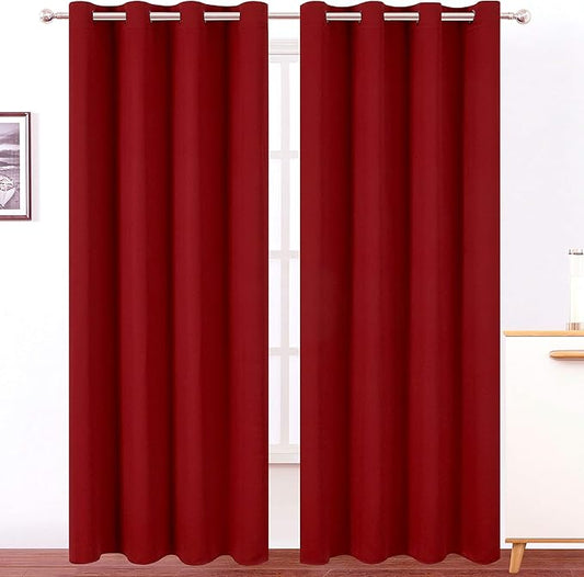 LEMOMO Blackout Curtains 66 x 84 inch/Red Curtains Set of 2 Panels/Thermal