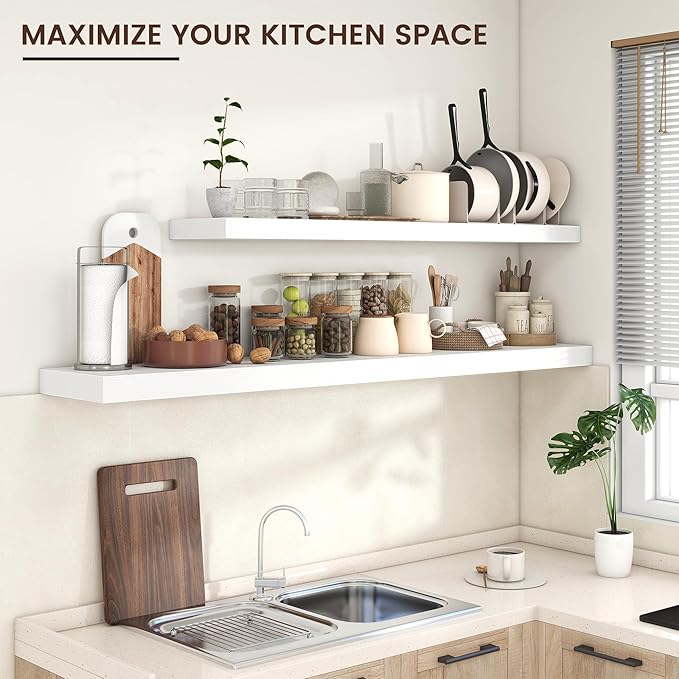 Venusmiles Floating Shelves for Wall 71 inch Long, Engineered Wood Large Wall