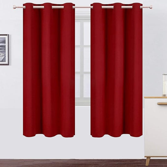 LEMOMO Red Thermal Blackout Curtains/42 x 72 Inch/Set of 2 Panels Room