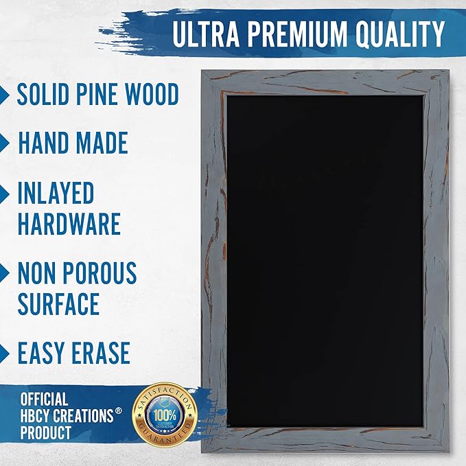HBCY Creations Rustic Grey Magnetic Wall Chalkboard, Small Size 11" x 17"