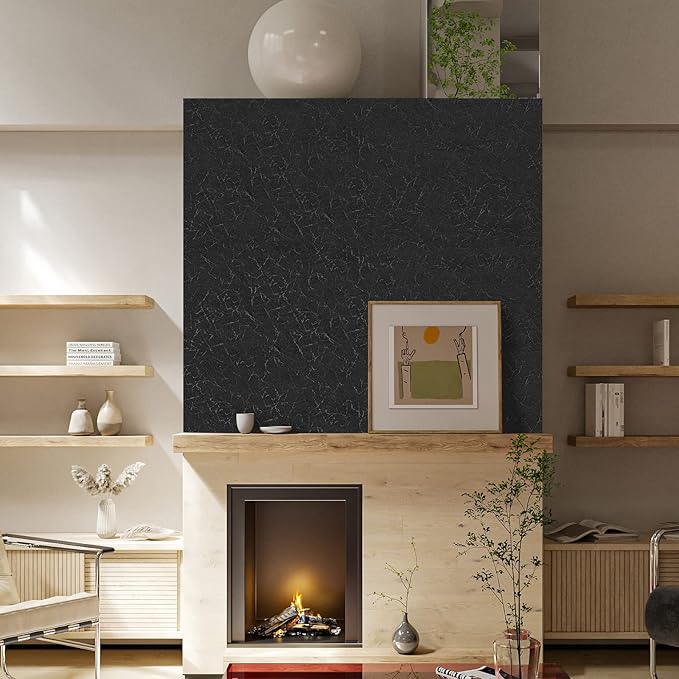 Cohoo Home 512inL 15.7inW Black Silk Peel and Stick Wallpaper