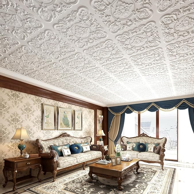 Art3dwallpanels 12 Pack Drop Ceiling Tiles, 24 x 24 Inch High Grade PVC 3D Wall