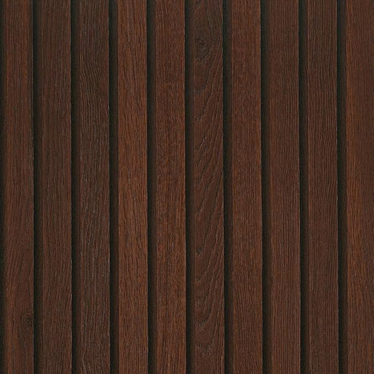 FunStick 36"x200" Dark Brown Slats Wood Peel and Stick Wallpaper Faux 3D Walnut
