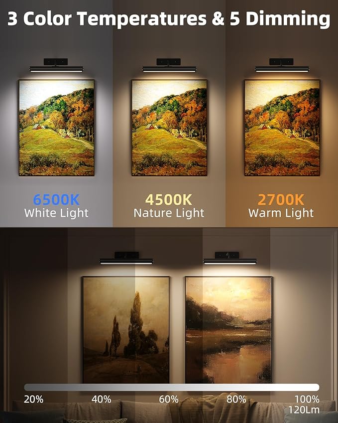 EZVALO 13Inch Wireless Picture Lights, 4000mAh Rechargeable Battery Art Lights