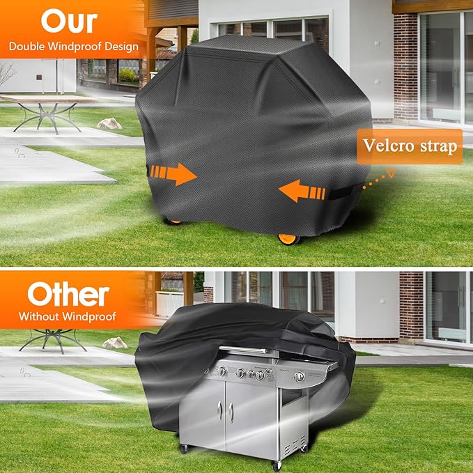 Aoretic Grill Cover, 48 inch Heavy Duty BBQ Gas Grill Cover for Outdoor Grill, Charbroil Grill Cover Barbecue Waterproof for Weber Char-Broil Monument, Dyna-glo Nexgrill T-Spun Polyester