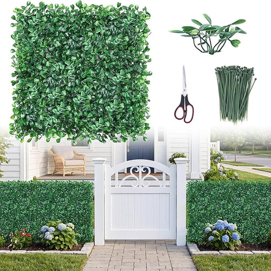 CEWOR 10"x10" Artificial Grass Wall Panels, UV Resistant & Anti-Fade Greenery