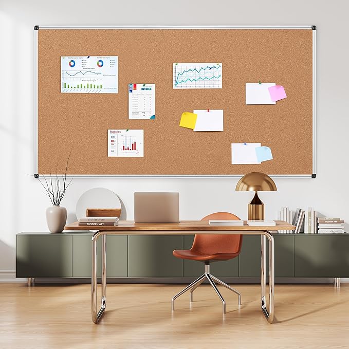 Extra Large Cork Bulletin Board 96" X 48", Wall Mounted Notice Pin Board