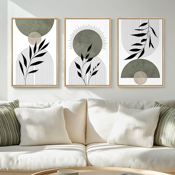 Framed Boho Sage Green Wall Art