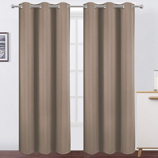 LEMOMO Cappuccino Thermal Blackout Curtains/42 x 84 Inch/Set of 2 Panels Room