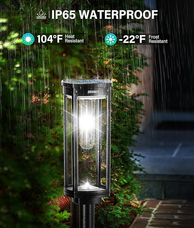 COXSENI Solar Pathway Lights Outdoor 6 Pack, Bright Solar Path Lights Outside Waterproof, Solar Powered Landscape Light for Walkway Driveway Lawn Patio Sidewalk Garden Yard, Cool White