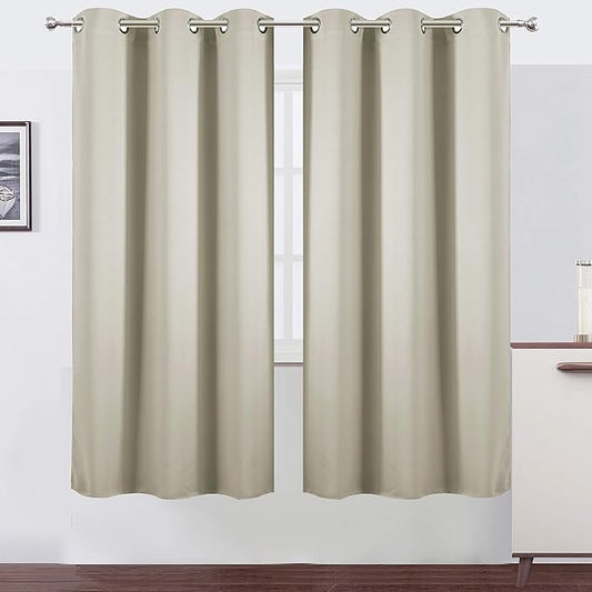 LEMOMO Light Beige Thermal Blackout Curtains/42 x 72 Inch/Set of 2 Panels Room