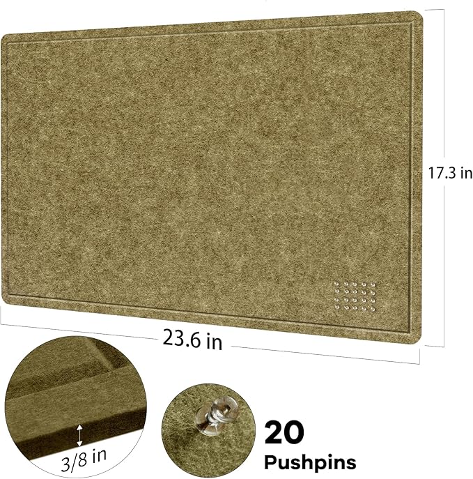 Bulletin Board, 24 x 18 inches Felt Board Decorative Pin Board, Cork Board