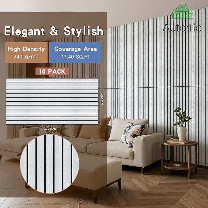 Wood Veneer Sound Panels, 10 Pack 47.2”x23.6” Wall Panels, Decorative Acoustic