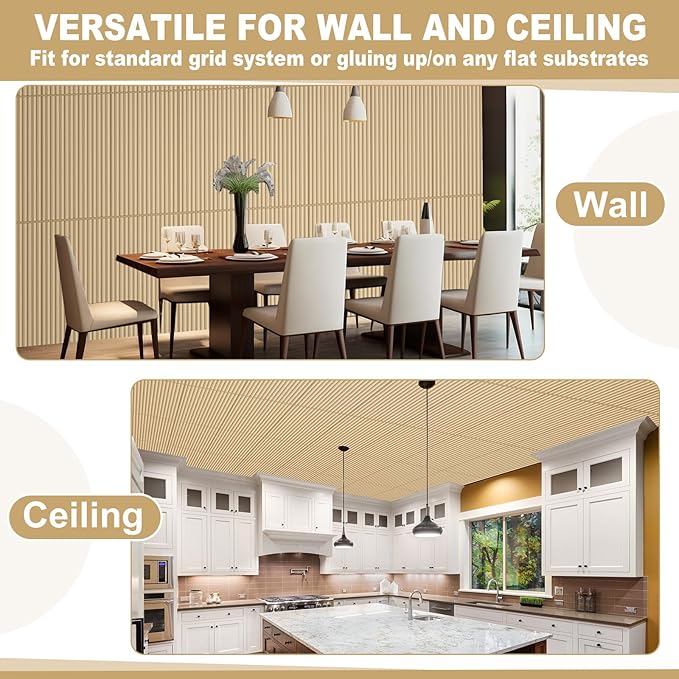 Nuanchu 18 Pack 4x2 FT 3D Slat Wall Panels Large PVC Fluted Panel Decorative