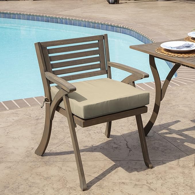 Arden Foam Outdoor Seat Cushions (4-Pack), 19 x 19, Premium High-Density Foam, Never Flattens, Weather-Proof for Outdoor Chairs Tan Leala
