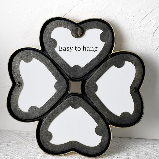 Small Decoritive Heart Wall Mirrors Set of 3, Decorative Four-Leaf Clover Mirror