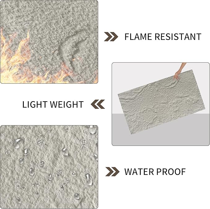 3D Faux Stone Wall Panels, Lightweight & Waterproof Accent Marble Stone Skin