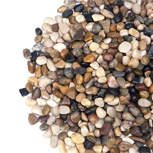 Pulovin 10 lbs Pebbles for Indoor Plants, Succulent, Bamboo, Vase, 3/8" Plant Rocks for Pots Indoor, Small River Rocks Decorative Pea Gravel, Highly Polished