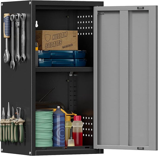 Metal Garage Wall Cabinet with 1 Door, 13.78'' Wide Wall Mounted Tool Cabinets
