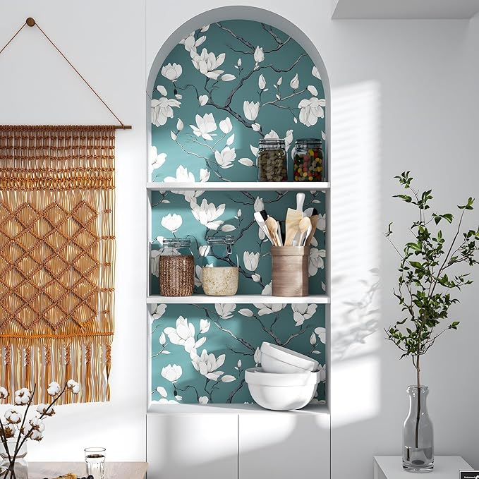 Laatse Blue and White Wallpaper Peel and Stick Vintage Floral Contact Paper
